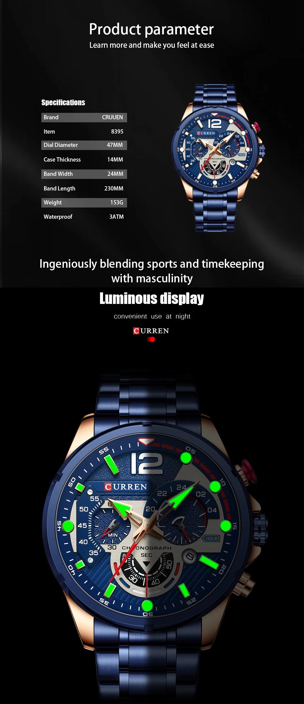 New Watches for Men Top Luxury Brand CURREN Quartz Men’s Watch Sport Waterproof Wrist Watches Chronograph Date Relogio Masculino
