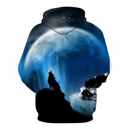 Cool Space Galaxy Wolf Hoodie Hoodies Men Bright Wolf Fashion Handsome Wolf Hoodies Spring Autumn Pullovers Sweatshirts Sweat