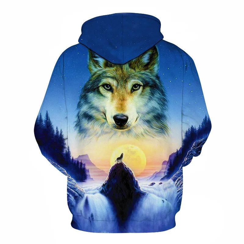 Cool Space Galaxy Wolf Hoodie Hoodies Men Bright Wolf Fashion Handsome Wolf Hoodies Spring Autumn Pullovers Sweatshirts Sweat