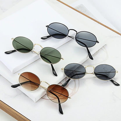 Women Female Oval Sunglasses Eyewear Driver Goggles Gold Small Retro Vintage Sexy Round Sunglasses Frame Cycling Accessories
