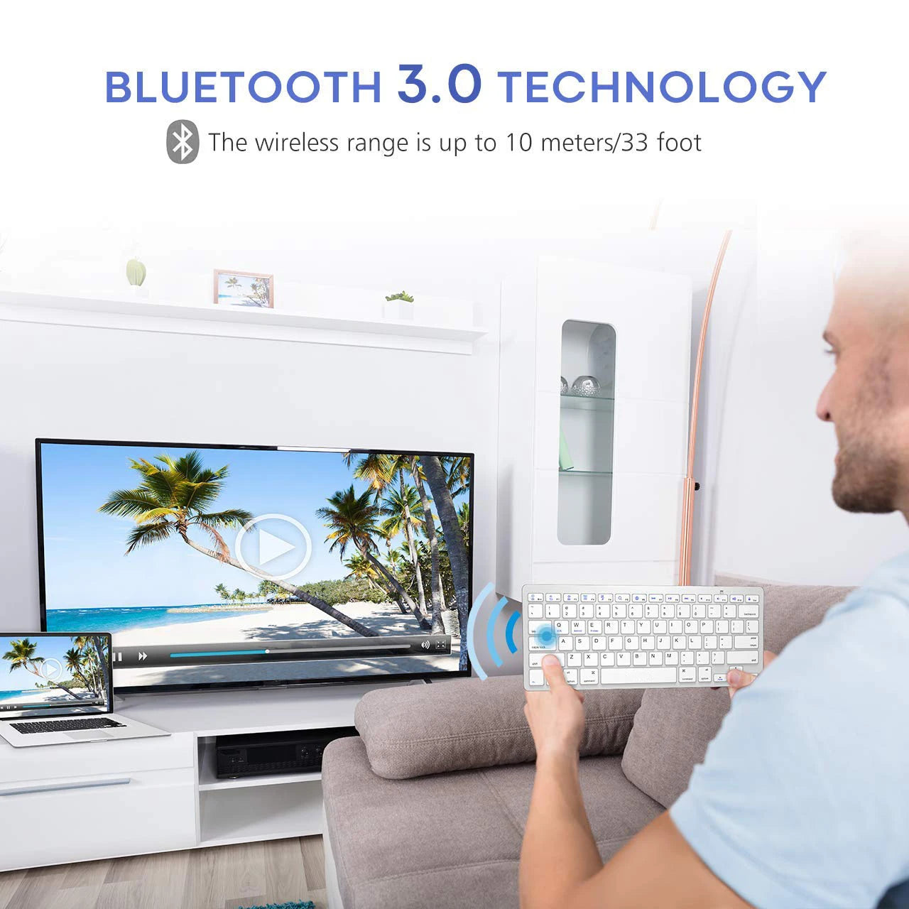 Portable Spanish Bluetooth Keyboard Light Slim Wireless Keyboard teclado for Mac iPad iPhone iOS Android Windows Smart TV