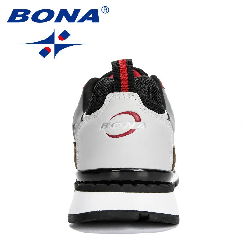 BONA New Designer Action Leather Sport Shoes Men's Sneakers Running Shoes Men's Tennis Walking Footwear Trendy Fitness
