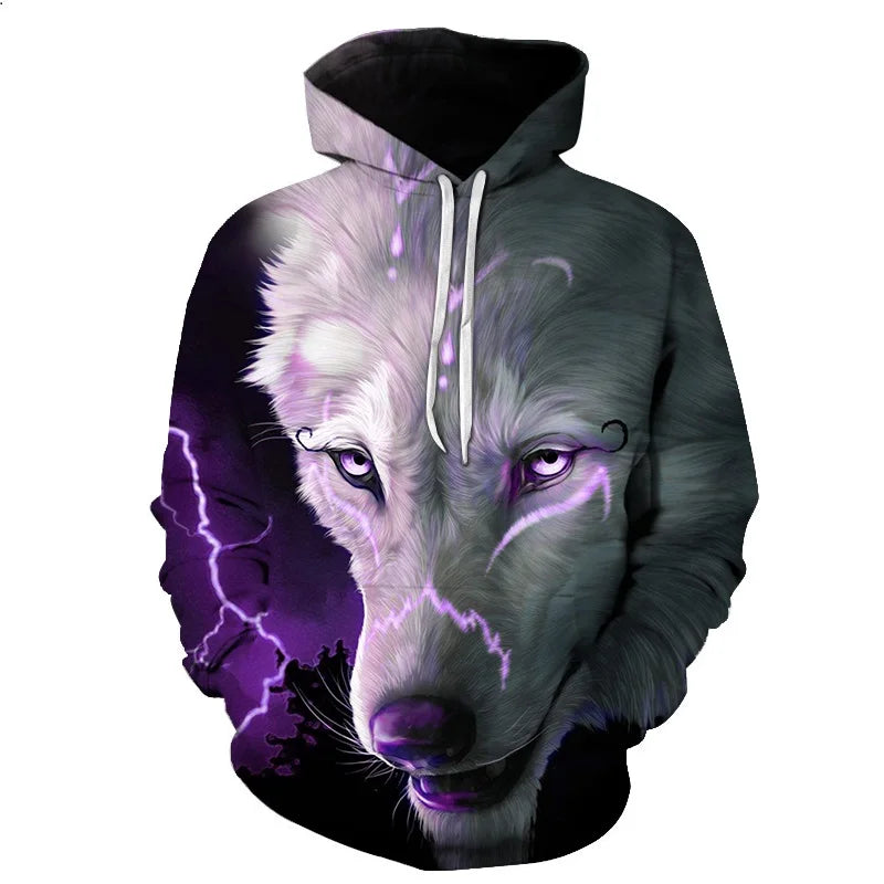 Cool Space Galaxy Wolf Hoodie Hoodies Men Bright Wolf Fashion Handsome Wolf Hoodies Spring Autumn Pullovers Sweatshirts Sweat