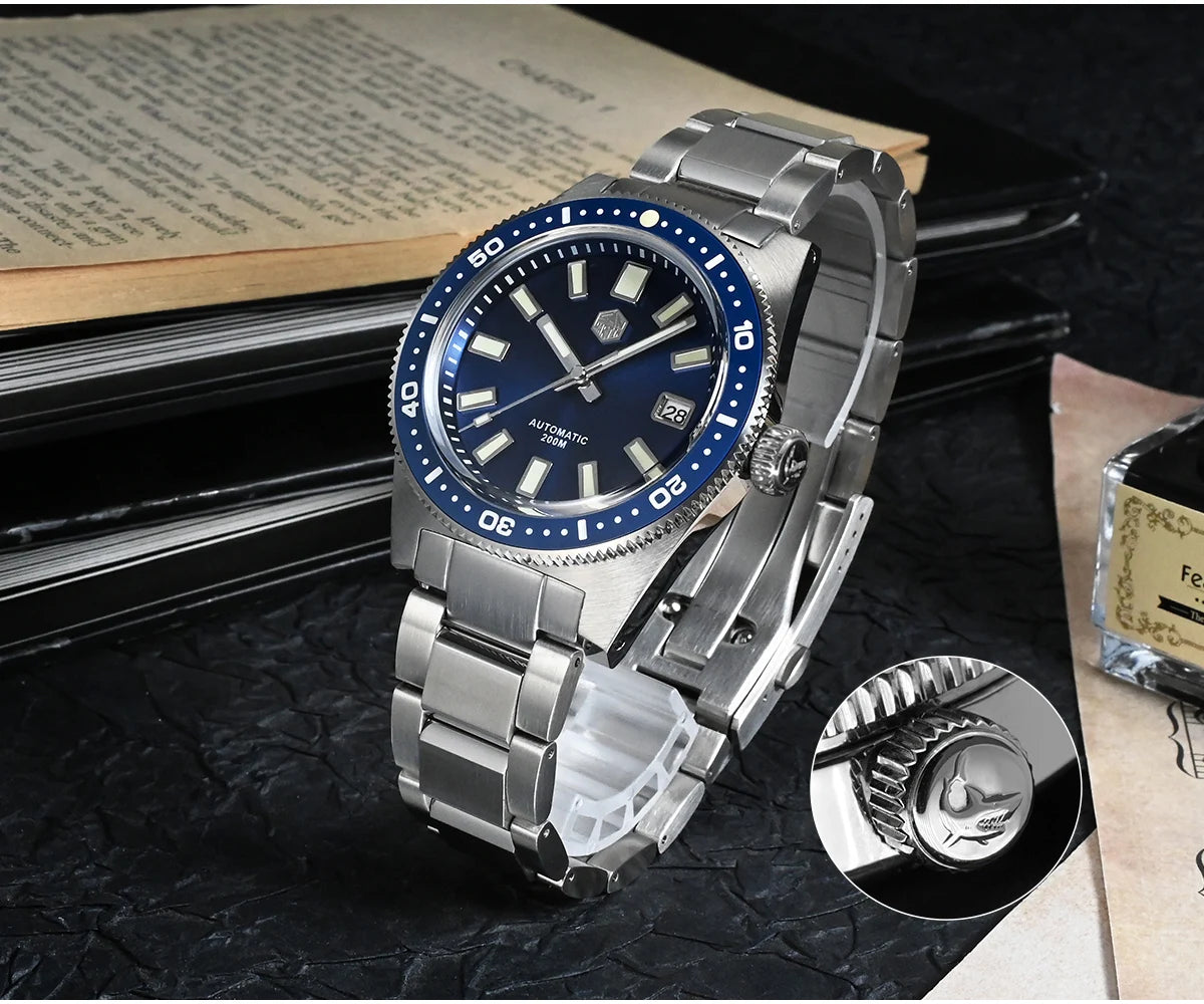 San Martin Official 41mm 62mas V4 Diver Men Watch NH35 Automatic Mechanical Watch Sapphire Glass 200m Waterproof Luminous SN0007