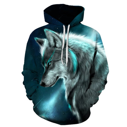 Cool Space Galaxy Wolf Hoodie Hoodies Men Bright Wolf Fashion Handsome Wolf Hoodies Spring Autumn Pullovers Sweatshirts Sweat