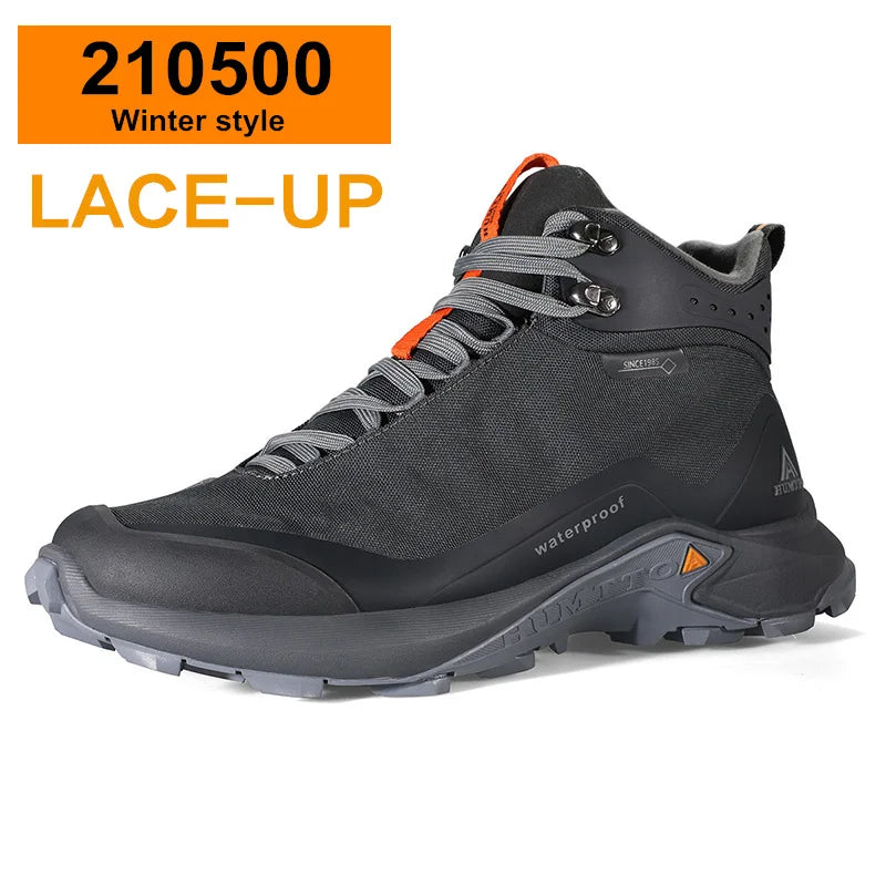 HUMTTO Waterproof Hiking Shoes Mountain Trekking Boots Black Camping Sneakers for Men Safety Climbing Sport Tactical Mens Shoes