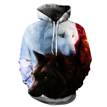 Cool Space Galaxy Wolf Hoodie Hoodies Men Bright Wolf Fashion Handsome Wolf Hoodies Spring Autumn Pullovers Sweatshirts Sweat