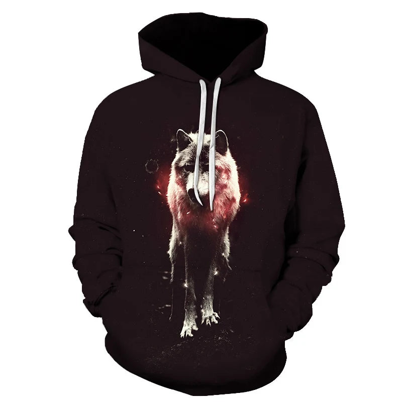 Cool Space Galaxy Wolf Hoodie Hoodies Men Bright Wolf Fashion Handsome Wolf Hoodies Spring Autumn Pullovers Sweatshirts Sweat