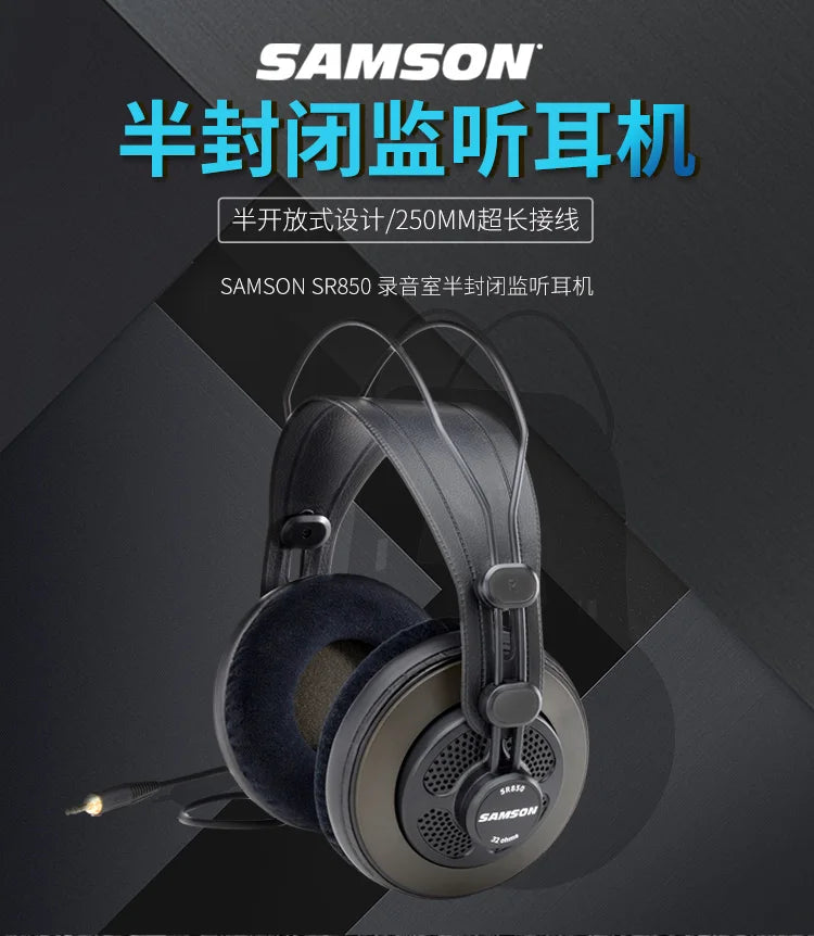 Samson SR850 Professional Studio Reference Headphones – Semi Open Back HiFi Monitoring Headphones for Studio Recording, Audio Mixing, Music Production & Critical Listening