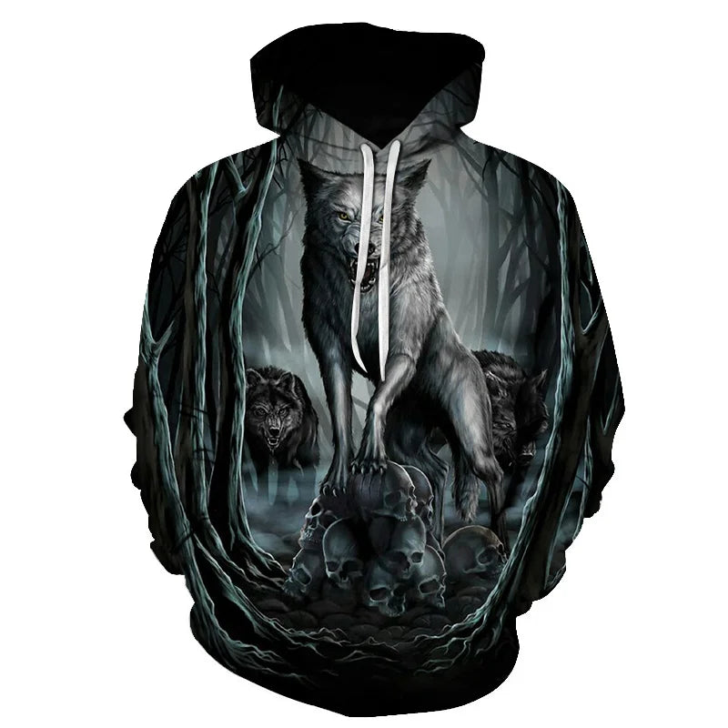 Cool Space Galaxy Wolf Hoodie Hoodies Men Bright Wolf Fashion Handsome Wolf Hoodies Spring Autumn Pullovers Sweatshirts Sweat