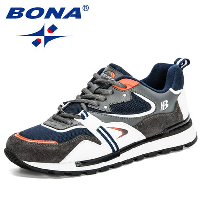 BONA New Designer Action Leather Sport Shoes Men's Sneakers Running Shoes Men's Tennis Walking Footwear Trendy Fitness