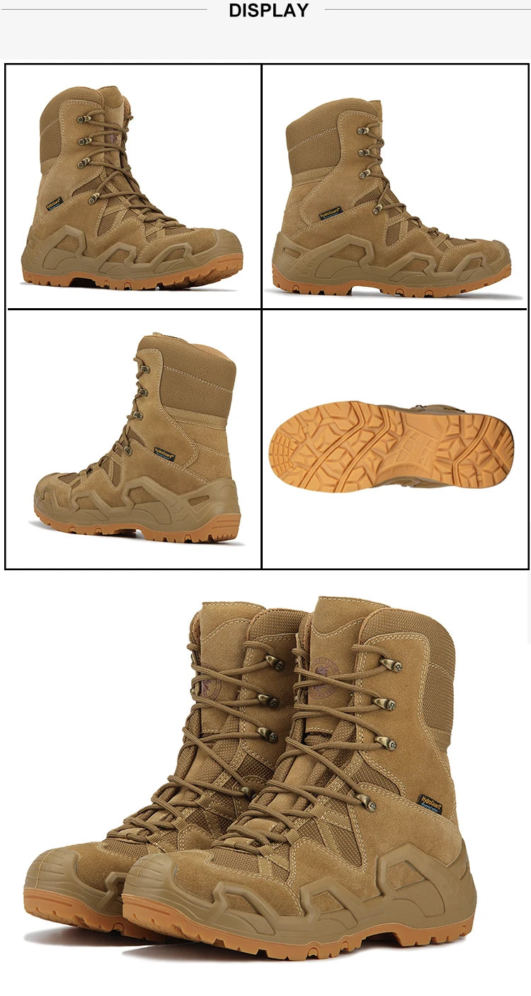 ROCKROOSTER Hiking shoes Men waterproof hunting Boots Tactical Desert Combat Boots trekking Ankle mountian cow Leather Sneakers