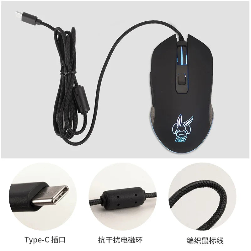 Színes, világító USB-C némítógombos egér Type-C notebookhoz – gamer egér