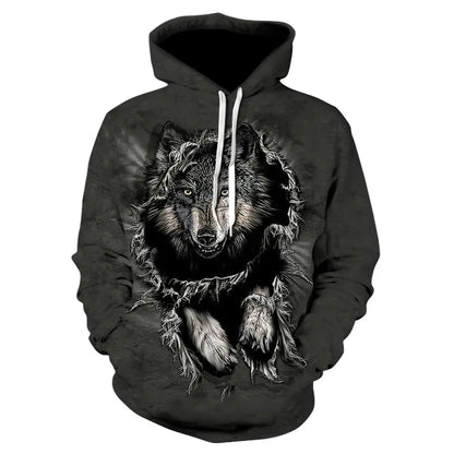 Cool Space Galaxy Wolf Hoodie Hoodies Men Bright Wolf Fashion Handsome Wolf Hoodies Spring Autumn Pullovers Sweatshirts Sweat