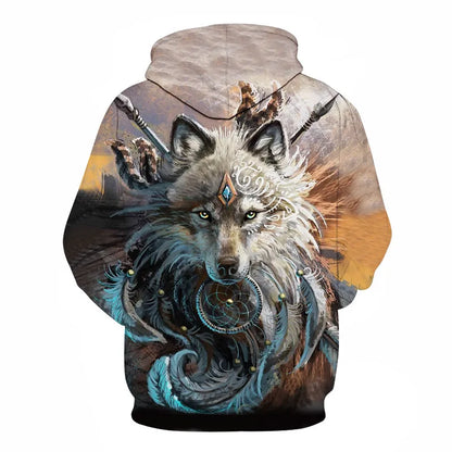 Cool Space Galaxy Wolf Hoodie Hoodies Men Bright Wolf Fashion Handsome Wolf Hoodies Spring Autumn Pullovers Sweatshirts Sweat