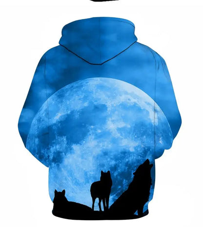 Cool Space Galaxy Wolf Hoodie Hoodies Men Bright Wolf Fashion Handsome Wolf Hoodies Spring Autumn Pullovers Sweatshirts Sweat