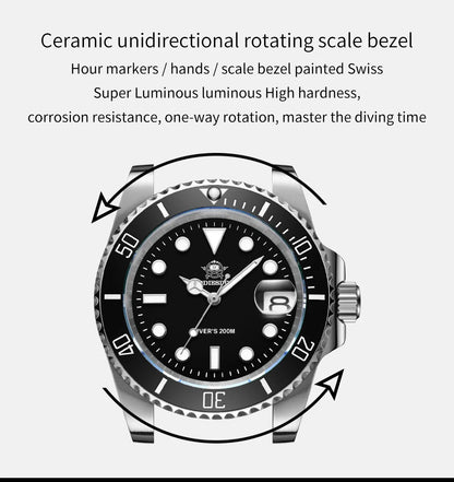ADDIESDIVE Men's Classic Watch with Ceramic Bezel 200m Water Resistant Casual Quartz Watch BGW9 Blue Luminous Gift Watch MY-H3-2