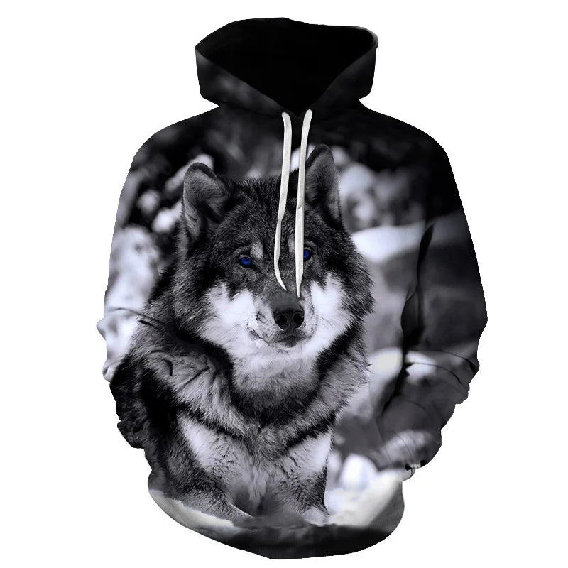 Cool Space Galaxy Wolf Hoodie Hoodies Men Bright Wolf Fashion Handsome Wolf Hoodies Spring Autumn Pullovers Sweatshirts Sweat