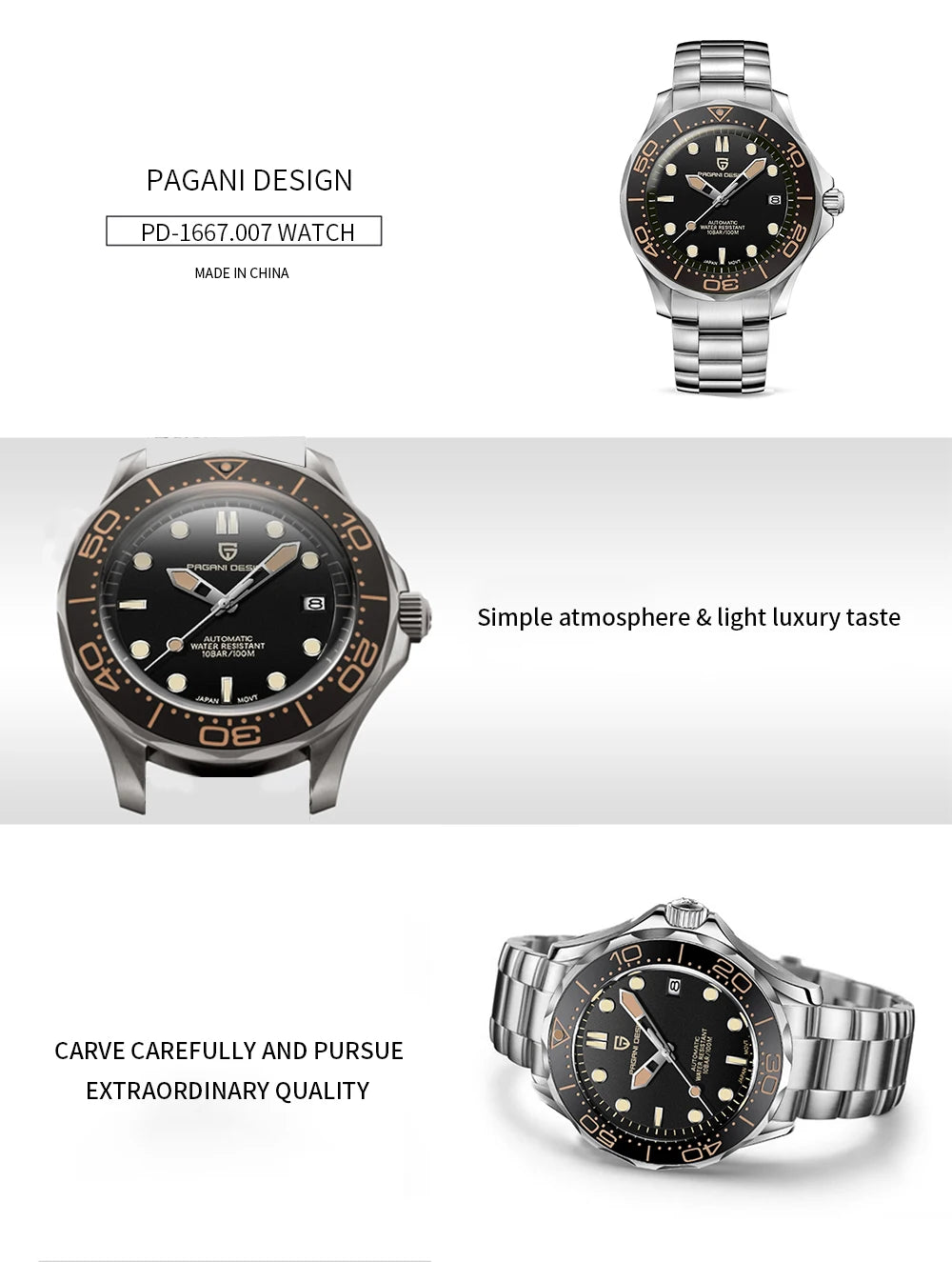 PAGANI DESIGN 007 Mechancial Wristwatch men Luxury Automatic Watch for men NH35A AR Sapphire crystal Waterproof Clock 2024 New