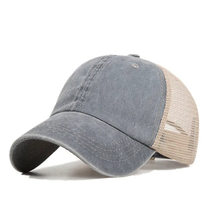Washed cotton mesh breathable baseball cap made old light board caps men and women tide spring and summer hat women