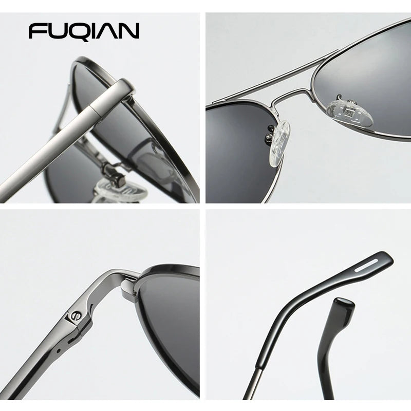 Classic Big Pilot Polarized Sunglasses Men Luxury Metal Black Aviation Sun Glasses Male Fashion Driving Vacation Shades UV400