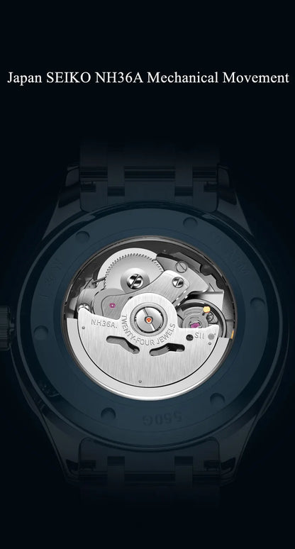 Reloj CARNIVAL Mens Tungsten Mechanical Watch Brand Luxury NH36 Automatic Movement Wristwatches for Men Waterproof Montre Homme