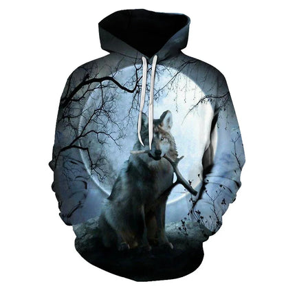 Cool Space Galaxy Wolf Hoodie Hoodies Men Bright Wolf Fashion Handsome Wolf Hoodies Spring Autumn Pullovers Sweatshirts Sweat
