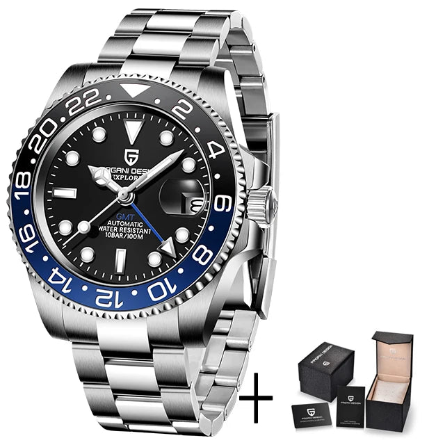 PAGANI DESIGN Men Automatic Watches Sapphire Glass 40mm Ceramic GMT Mechanical Wristwatch Top Brand Sports Waterproof Men Watch