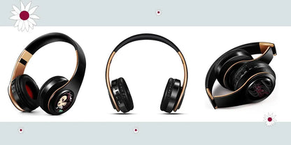Japan Anime Headphone Demon Slayer Kimetsu No Yaiba Kamado Tanjirou Cosplay Bluetooth Headset Earphone with Mic Support TF Card