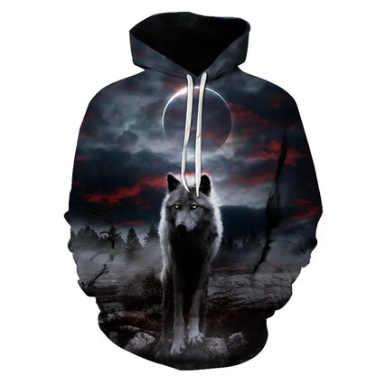 Cool Space Galaxy Wolf Hoodie Hoodies Men Bright Wolf Fashion Handsome Wolf Hoodies Spring Autumn Pullovers Sweatshirts Sweat