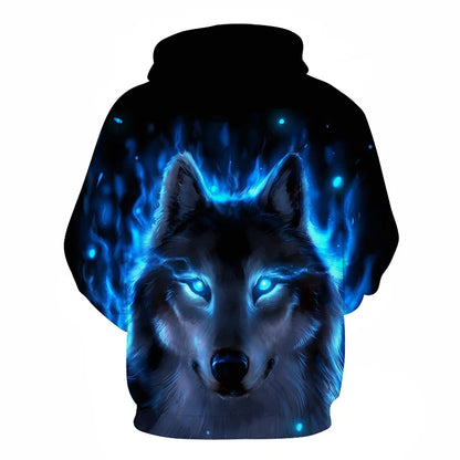 Cool Space Galaxy Wolf Hoodie Hoodies Men Bright Wolf Fashion Handsome Wolf Hoodies Spring Autumn Pullovers Sweatshirts Sweat