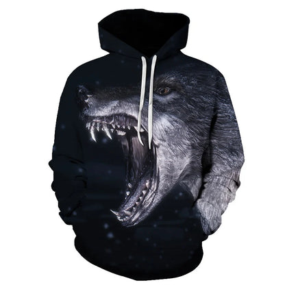 Cool Space Galaxy Wolf Hoodie Hoodies Men Bright Wolf Fashion Handsome Wolf Hoodies Spring Autumn Pullovers Sweatshirts Sweat