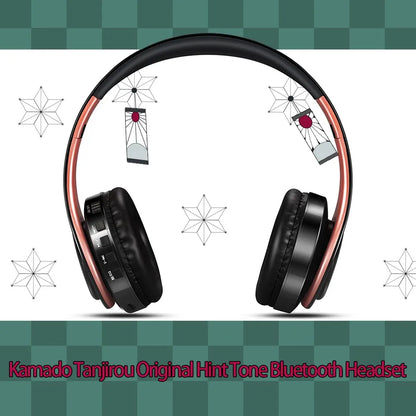Japan Anime Headphone Demon Slayer Kimetsu No Yaiba Kamado Tanjirou Cosplay Bluetooth Headset Earphone with Mic Support TF Card