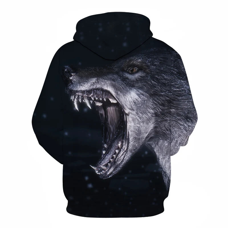 Cool Space Galaxy Wolf Hoodie Hoodies Men Bright Wolf Fashion Handsome Wolf Hoodies Spring Autumn Pullovers Sweatshirts Sweat