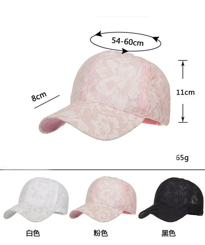 Princess-tyylinen pitsikirjailtu verkkokukka-kevät- ja kesämallinen naisten baseball-lippis, hengittävä naisten snapback-lippis, nuorille tytöille, BQ091