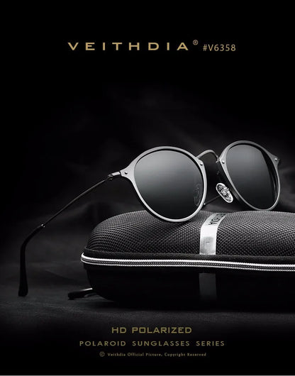 VEITHDIA Men Sunglasses Fashion Round Unisex Sun Glasses Polarized Coating Mirror Sports Driving Male Eyewear For Women 6358