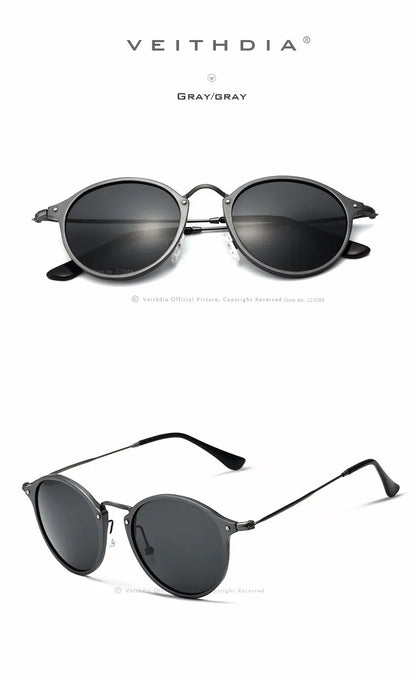 VEITHDIA Men Sunglasses Fashion Round Unisex Sun Glasses Polarized Coating Mirror Sports Driving Male Eyewear For Women 6358
