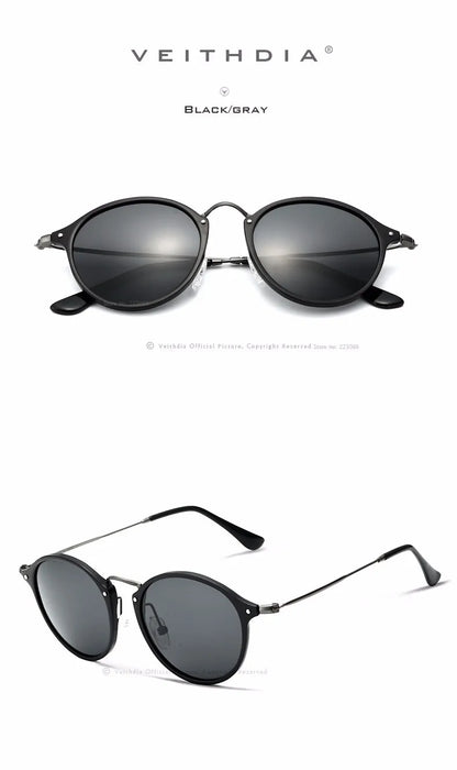 VEITHDIA Men Sunglasses Fashion Round Unisex Sun Glasses Polarized Coating Mirror Sports Driving Male Eyewear For Women 6358