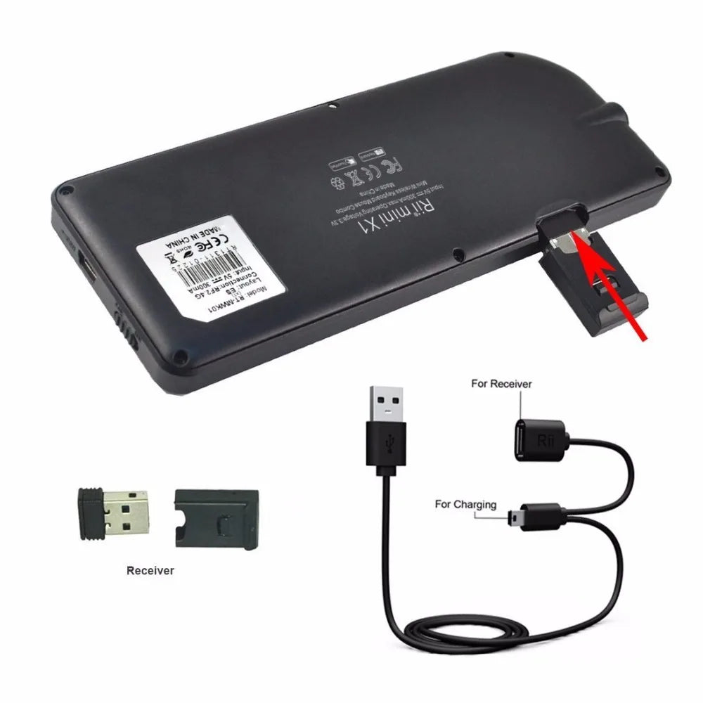 Rii X1 2.4GHz Black Mini Wireless Keyboard US/RU/ES/FR Air Mouse With Touchpad Remote Control For Android TV Box/PC/Laptop