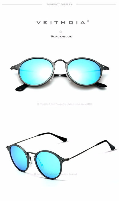 VEITHDIA Men Sunglasses Fashion Round Unisex Sun Glasses Polarized Coating Mirror Sports Driving Male Eyewear For Women 6358