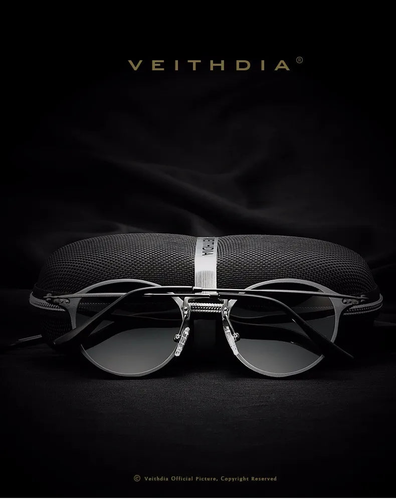 VEITHDIA Men Sunglasses Fashion Round Unisex Sun Glasses Polarized Coating Mirror Sports Driving Male Eyewear For Women 6358