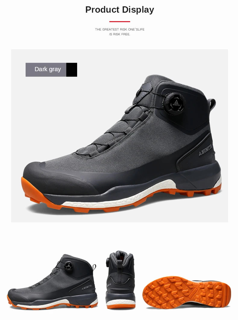 HUMTTO Waterproof Hiking Shoes Mountain Trekking Boots Black Camping Sneakers for Men Safety Climbing Sport Tactical Mens Shoes