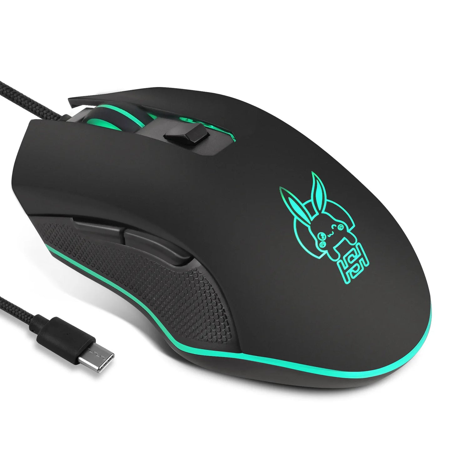 Színes, világító USB-C némítógombos egér Type-C notebookhoz – gamer egér