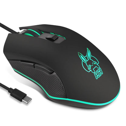 Színes, világító USB-C némítógombos egér Type-C notebookhoz – gamer egér