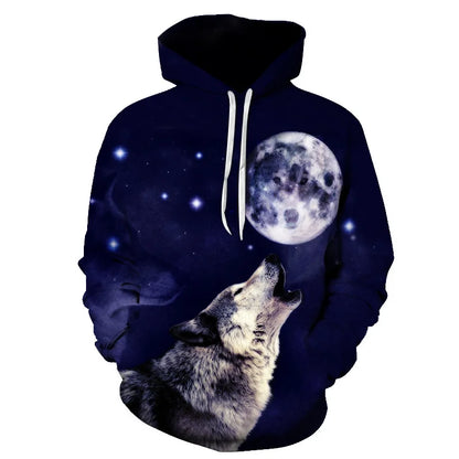 Cool Space Galaxy Wolf Hoodie Hoodies Men Bright Wolf Fashion Handsome Wolf Hoodies Spring Autumn Pullovers Sweatshirts Sweat