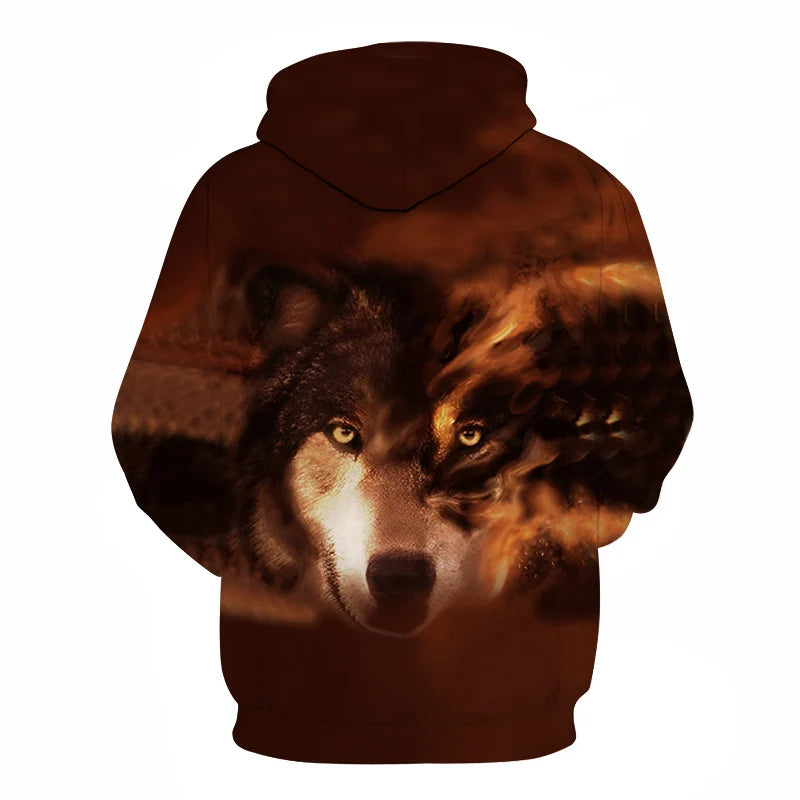 Cool Space Galaxy Wolf Hoodie Hoodies Men Bright Wolf Fashion Handsome Wolf Hoodies Spring Autumn Pullovers Sweatshirts Sweat