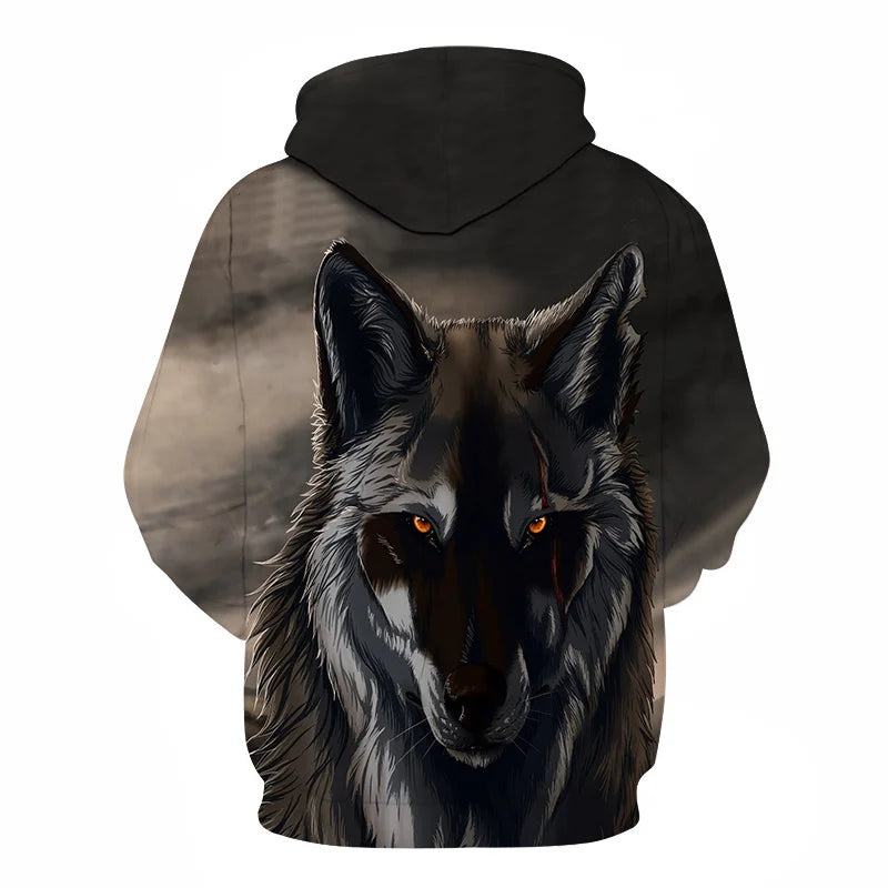Cool Space Galaxy Wolf Hoodie Hoodies Men Bright Wolf Fashion Handsome Wolf Hoodies Spring Autumn Pullovers Sweatshirts Sweat