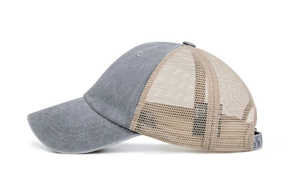 Washed cotton mesh breathable baseball cap made old light board caps men and women tide spring and summer hat women