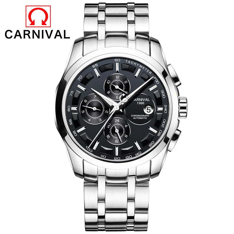 relogio masculino New Carnival Automatic Watches Men Business Mechanical Clock Leather Strap Waterproof Luxuey Brand Clock