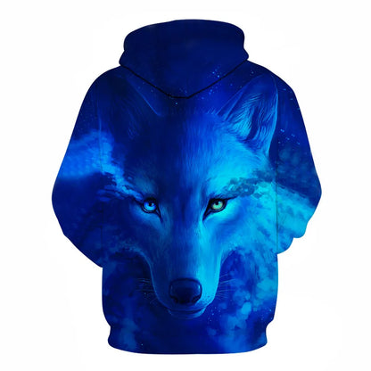 Cool Space Galaxy Wolf Hoodie Hoodies Men Bright Wolf Fashion Handsome Wolf Hoodies Spring Autumn Pullovers Sweatshirts Sweat
